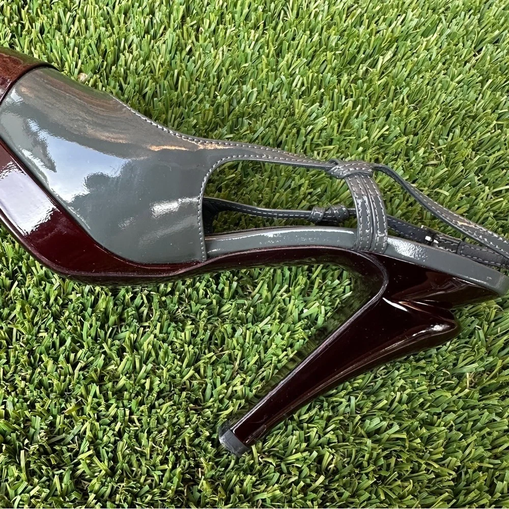 Chanel patent leather slingback heels